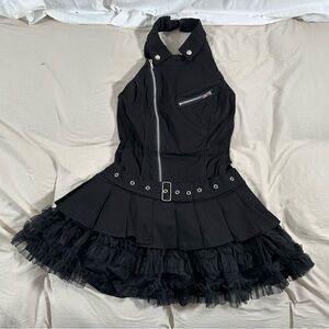 Tripp NYC Black Grunge Babydoll Gothic Mini Dress Retro Y2K Small Ruffled Rare